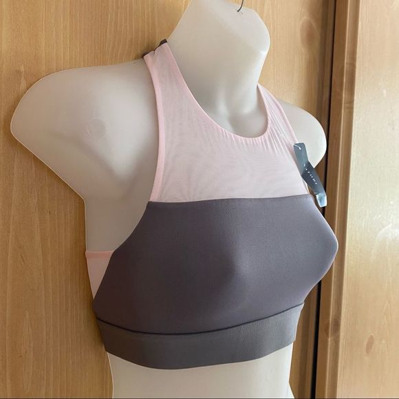Natori • Gravity Racerback Low Impact Sports Bra in Slate Gray/Pink - Picture 3 of 10